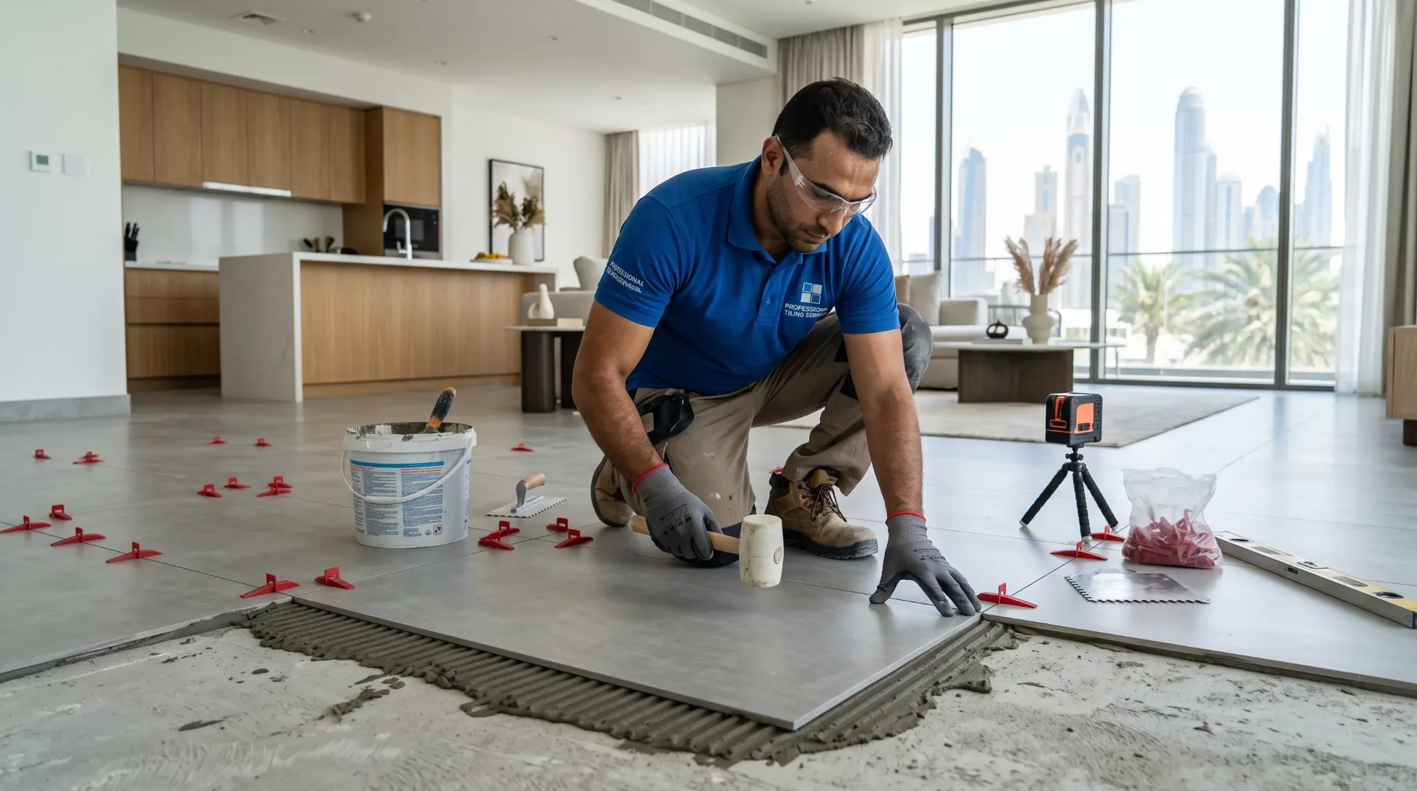 Professional floor tiling work in Dubai